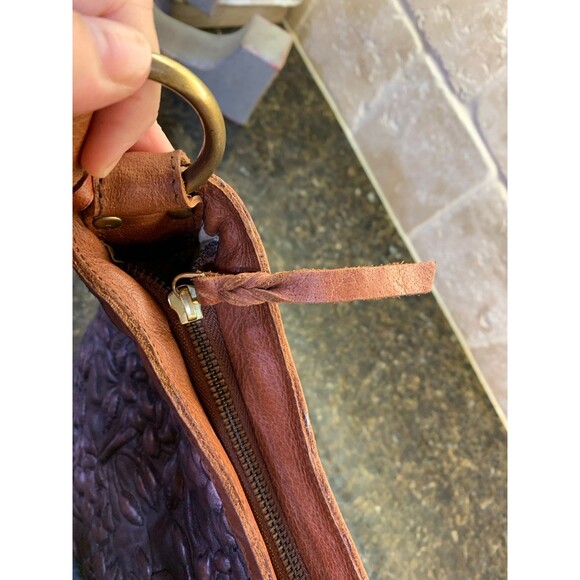 HTF Sundance Mo & Co Villa Cimbrone Quilted Floral Brown Leather Shoulder Bag - Picture 10 of 11